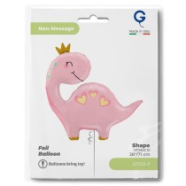 Palloncino in Foil 28" Super Shape Dinosauro "Pink Dino" Animali Grabo