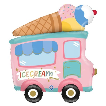 Palloncino in Foil 38" Super Shape Carretto con Gelato "60's Ice Cream Truck" Generici Grabo
