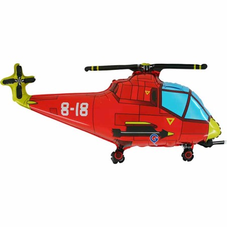 Palloncino in Foil 40" Super Shape Elicottero "Helicopter Red" Sport e Veicoli Grabo
