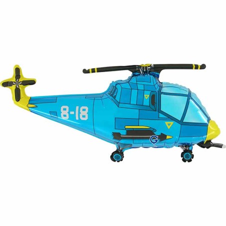 Palloncino in Foil 40" Super Shape Elicottero "Helicopter Blue" Sport e Veicoli Grabo