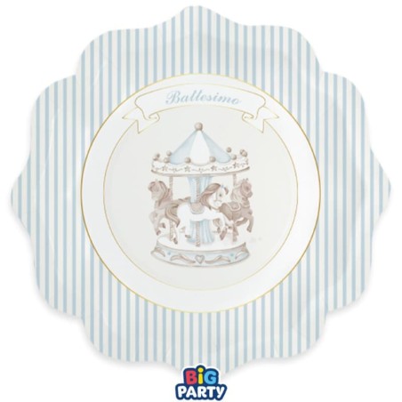 Piatto di Carta 25cm Battesimo Carillon Celeste con Giostrina 6pz