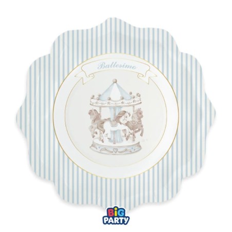 Piatto di Carta 20cm Battesimo Carillon Celeste con Giostrina 6pz