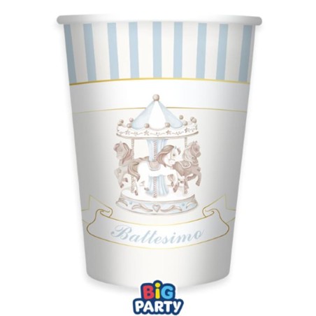 Bicchiere di Carta 250ml Battesimo Carillon Celeste con Giostrina 6pz