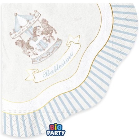 Tovagliolo di Carta Ø33cm Battesimo Carillon Celeste con Giostrina 16pz