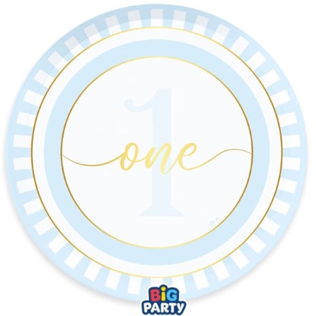 Piatto di Carta 24cm 1°Compleanno Celeste "One Today Light Blue" 6pz