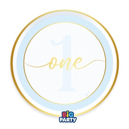 Piatto di Carta 18cm 1°Compleanno Celeste "One Today Light Blue" 6pz