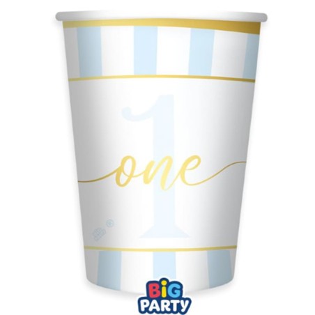 Bicchiere di Carta 250ml 1°Compleanno Celeste "One Today Light Blue" 6pz