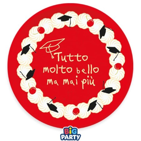 Piatto di Carta 22cm Laurea con Torta e Frase Spiritosa 6pz Tavola Laurea