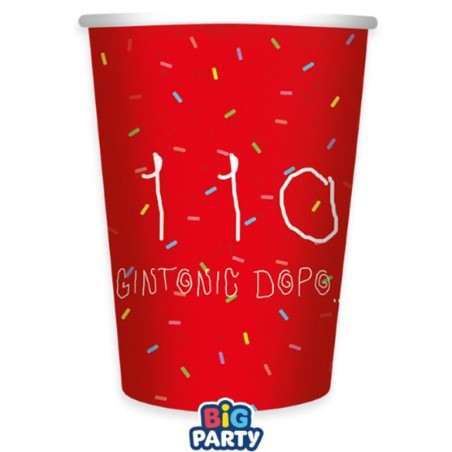 Bicchiere di Carta 250ml per Laurea con Torta e Frase Spiritosa 6pz Tavola Laurea