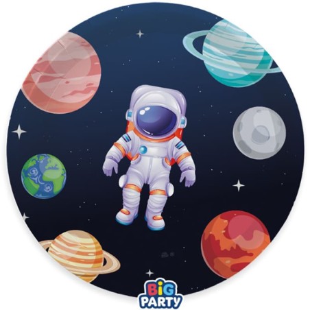 Piatto di Carta 22cm Astronauta e Pianeti nell'Universo "Universe" 6pz Festa a tema Universo