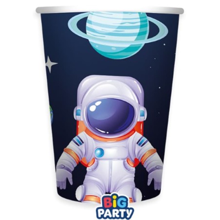 Bicchiere di Carta 250ml Astronauta e Pianeti nell'Universo "Universe" 6pz Festa a tema Universo