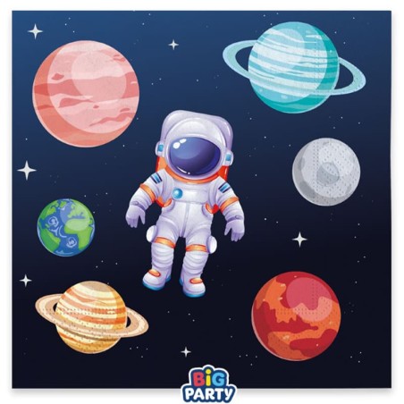 Tovagliolo di Carta 33x33cm Astronauta e Pianeti nell'Universo 16pz Festa a tema Universo