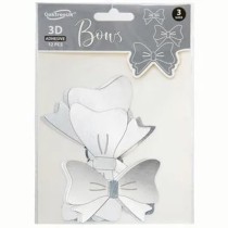 Fiocchi di Carta sagomati e adesivi 3D Argento Metallizzato 12pz Decorazioni Oaktree