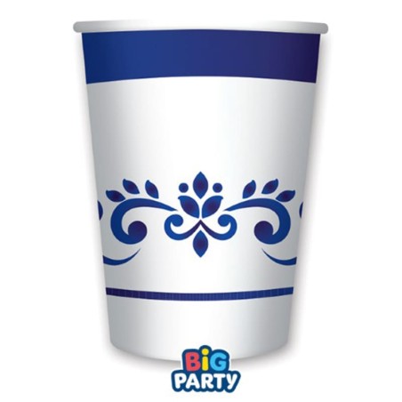 Bicchiere di Carta 250ml decorato Blue Cottage 6pz
