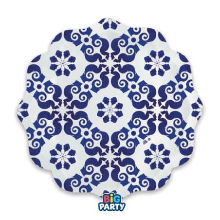 Piatto di Carta 20cm Smerlato decorato Blue Cottage 6pz