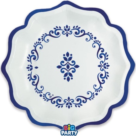 Piatto di Carta 25cm Smerlato decorato Blue Cottage 6pz