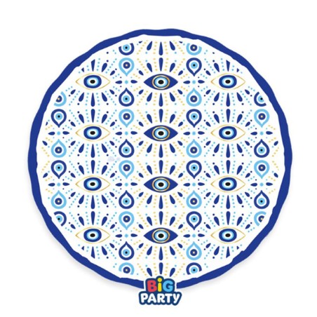 Piatto di Carta 20cm Ondulato con decoro Santorini 6pz
