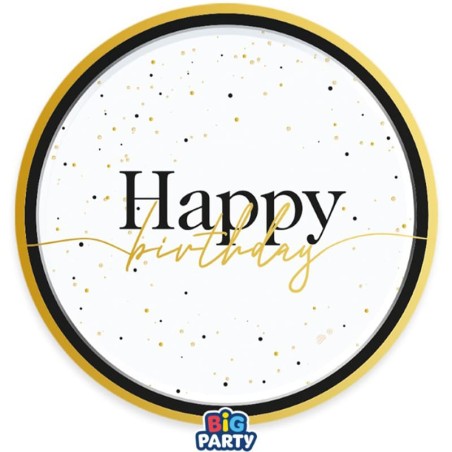 Piatto di Carta 22cm Buon Compleanno "Happy Birthday Prestige" 6pz Happy Birthday Prestige