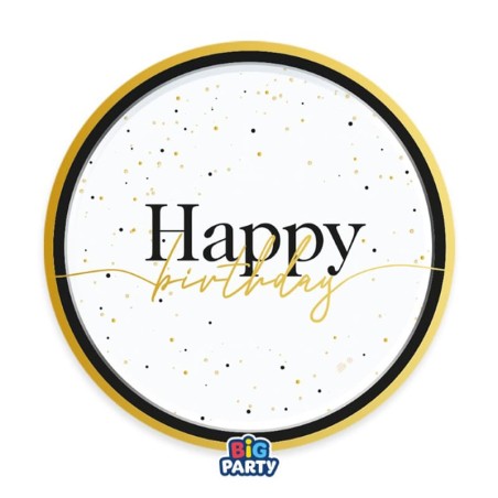 Piatto di Carta 18cm Buon Compleanno "Happy Birthday Prestige" 6pz Happy Birthday Prestige