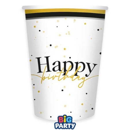 Bicchiere di Carta 250ml Buon Compleanno "Happy Birthday Prestige" 6pz Happy Birthday Prestige