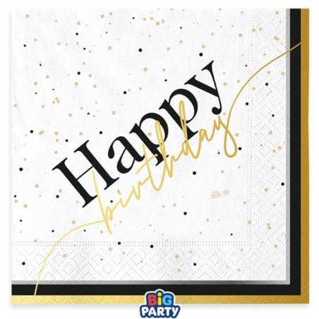 Tovagliolo di Carta 33x33cm Buon Compleanno "Happy Birthday Prestige" 16pz Happy Birthday Prestige