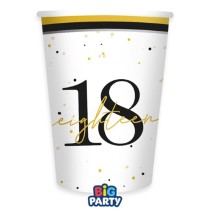 Bicchiere di Carta 250ml Happy Birthday 18 Anni "Prestige" 6pz Happy Birthday Prestige