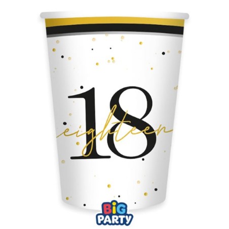 Bicchiere di Carta 250ml Happy Birthday 18 Anni "Prestige" 6pz Happy Birthday Prestige