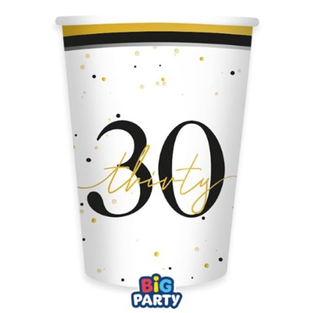 Bicchiere di Carta 250ml Happy Birthday 30 Anni "Prestige" 6pz Happy Birthday Prestige