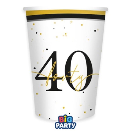 Bicchiere di Carta 250ml Happy Birthday 40 Anni "Prestige" 6pz Happy Birthday Prestige