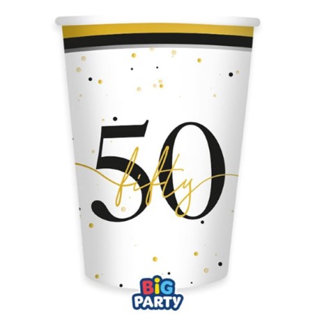 Bicchiere di Carta 250ml Happy Birthday 50 Anni "Prestige" 6pz Happy Birthday Prestige