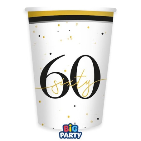 Bicchiere di Carta 250ml Happy Birthday 60 Anni "Prestige" 6pz Happy Birthday Prestige