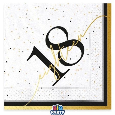 Tovagliolo di Carta 33x33cm Happy Birthday 18 Anni "Prestige" 16pz Happy Birthday Prestige