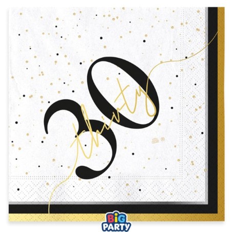 Tovagliolo di Carta 33x33cm Happy Birthday 30 Anni "Prestige" 16pz Happy Birthday Prestige