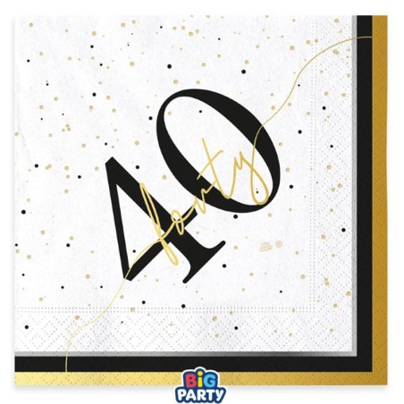 Tovagliolo di Carta 33x33cm Happy Birthday 40 Anni "Prestige" 16pz Happy Birthday Prestige