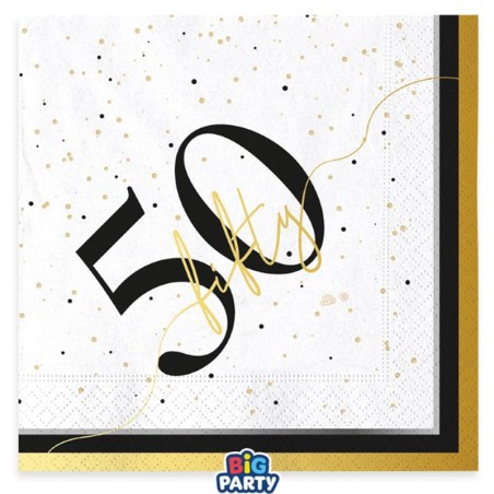 Tovagliolo di Carta 33x33cm Happy Birthday 50 Anni "Prestige" 16pz Happy Birthday Prestige