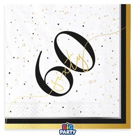 Tovagliolo di Carta 33x33cm Happy Birthday 60 Anni "Prestige" 16pz Happy Birthday Prestige