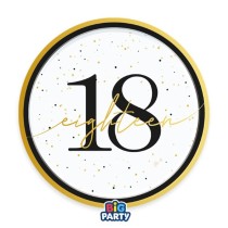 Piatto di Carta 18cm Happy Birthday 18 Anni "Prestige" 6pz Happy Birthday Prestige