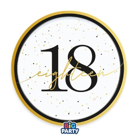 Piatto di Carta 18cm Happy Birthday 18 Anni "Prestige" 6pz Happy Birthday Prestige