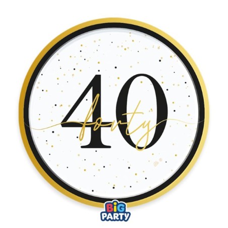 Piatto di Carta 18cm Happy Birthday 40 Anni "Prestige" 6pz Happy Birthday Prestige