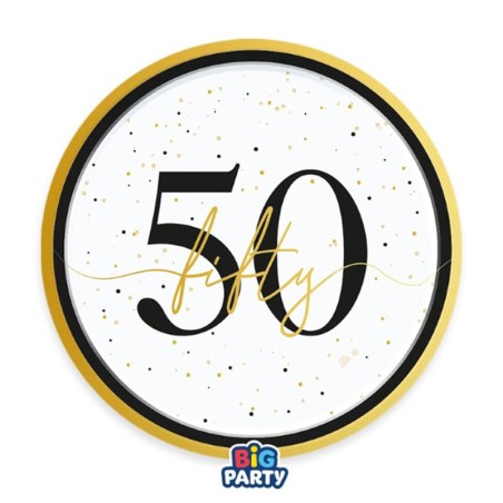 Piatto di Carta 18cm Happy Birthday 50 Anni "Prestige" 6pz Happy Birthday Prestige