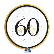 Piatto di Carta 18cm Happy Birthday 60 Anni "Prestige" 6pz Happy Birthday Prestige