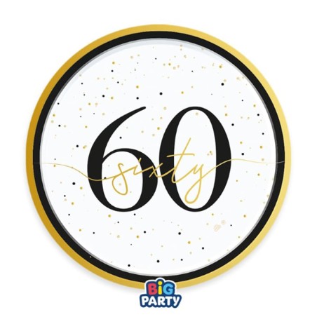 Piatto di Carta 18cm Happy Birthday 60 Anni "Prestige" 6pz Happy Birthday Prestige