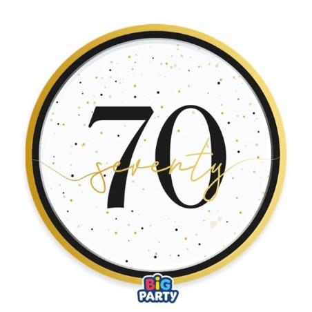 Piatto di Carta 18cm Happy Birthday 70 Anni "Prestige" 6pz Happy Birthday Prestige