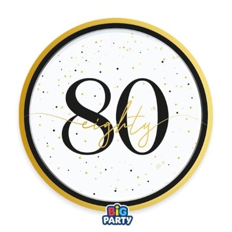 Piatto di Carta 18cm Happy Birthday 80 Anni "Prestige" 6pz Happy Birthday Prestige