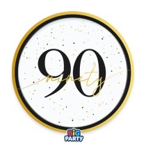 Piatto di Carta 18cm Happy Birthday 90 Anni "Prestige" 6pz Happy Birthday Prestige