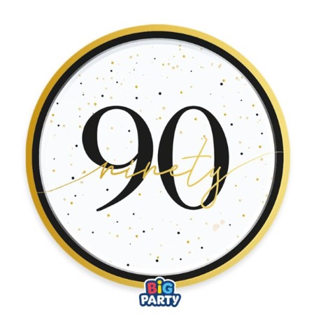 Piatto di Carta 18cm Happy Birthday 90 Anni "Prestige" 6pz Happy Birthday Prestige