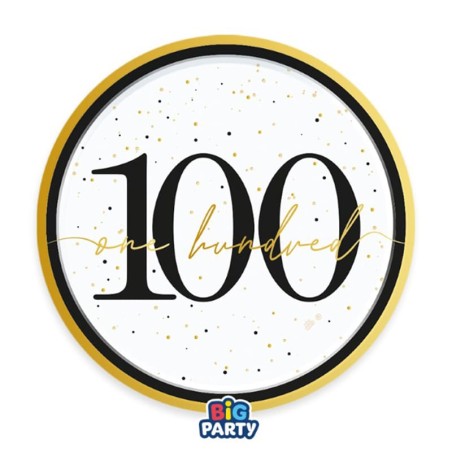 Piatto di Carta 18cm Happy Birthday 100 Anni "Prestige" 6pz Happy Birthday Prestige
