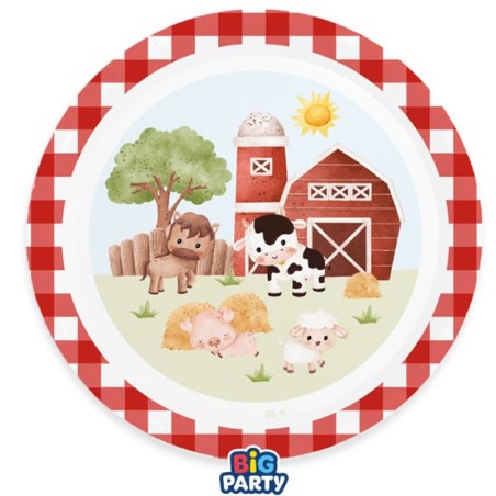 Piatto di Carta 22cm Animali della Fattoria "Little Farm" 6pz Fattoria
