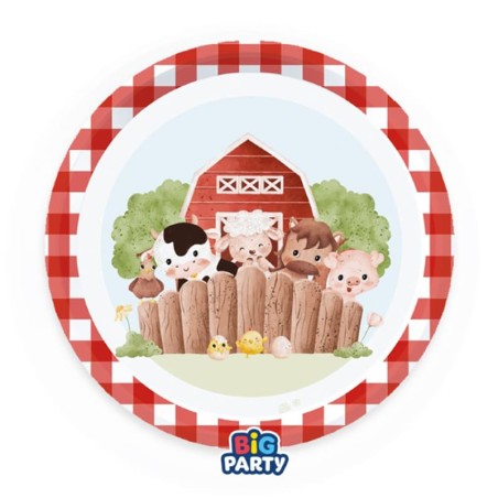 Piatto di Carta 18cm Animali della Fattoria "Little Farm" 6pz Fattoria