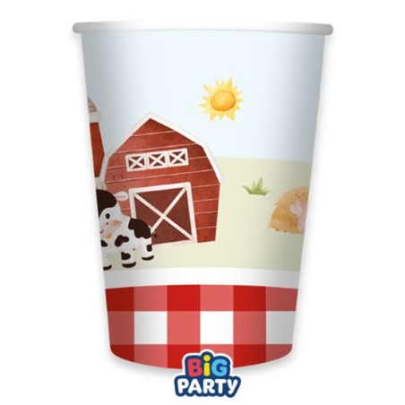 Bicchiere di Carta 250ml Animali della Fattoria "Little Farm" 6pz Fattoria